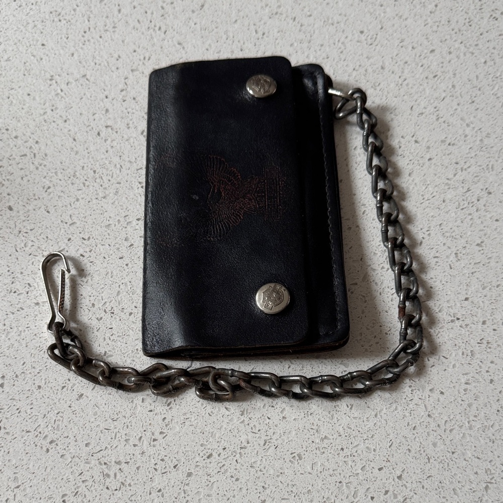 Harley-Davidson Black Leather Wallet with Chain